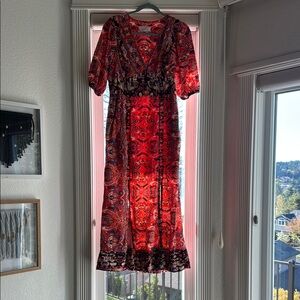 Elegant Red Paisley Dress